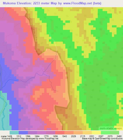 Mukoma,Burundi Elevation Map