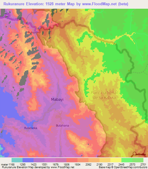 Rukuranure,Burundi Elevation Map