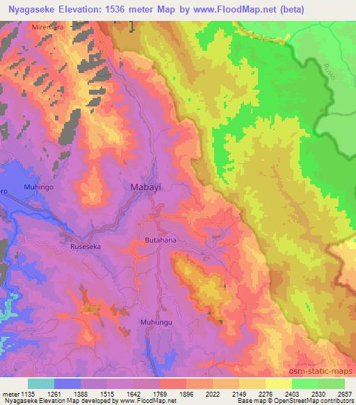Nyagaseke,Burundi Elevation Map