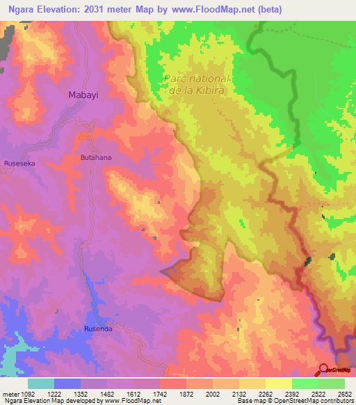 Ngara,Burundi Elevation Map