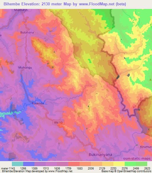 Bihembe,Burundi Elevation Map