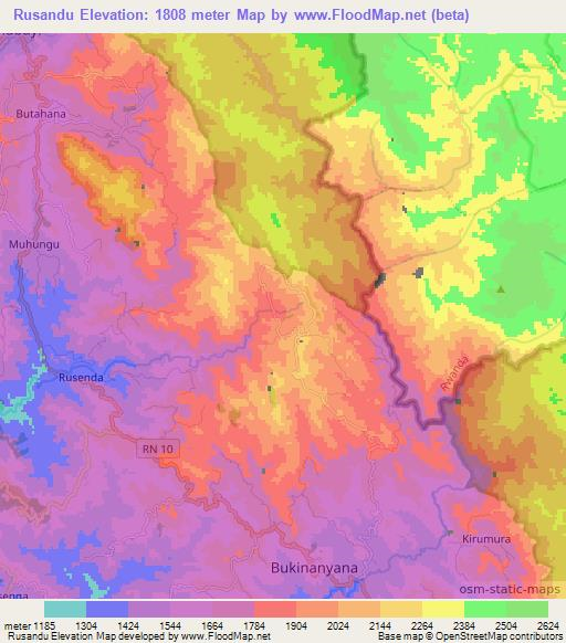 Rusandu,Burundi Elevation Map