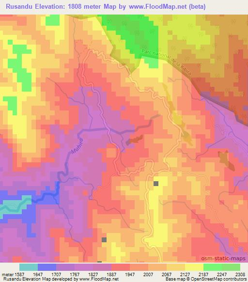 Rusandu,Burundi Elevation Map