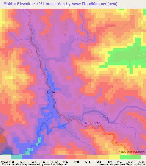 Muhira,Burundi Elevation Map