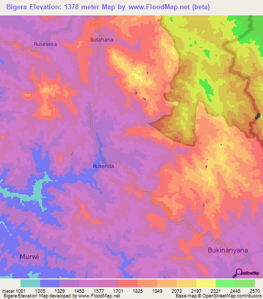 Bigera,Burundi Elevation Map