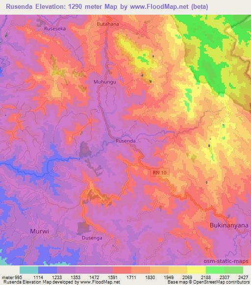 Rusenda,Burundi Elevation Map
