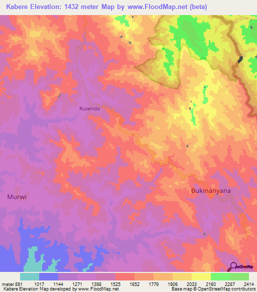 Kabere,Burundi Elevation Map