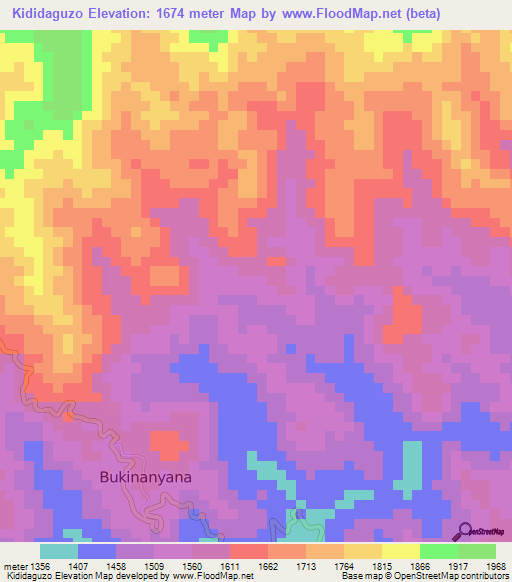 Kididaguzo,Burundi Elevation Map