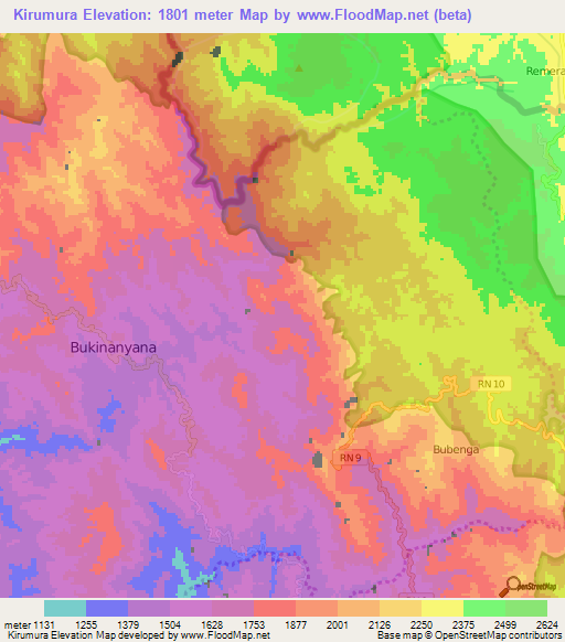 Kirumura,Burundi Elevation Map