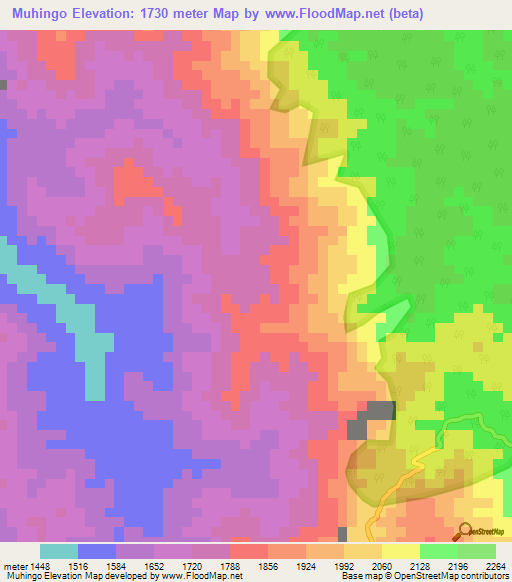 Muhingo,Burundi Elevation Map