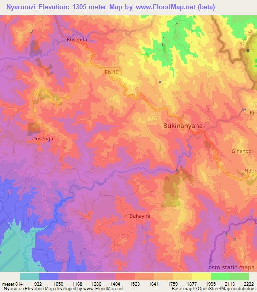 Nyarurazi,Burundi Elevation Map