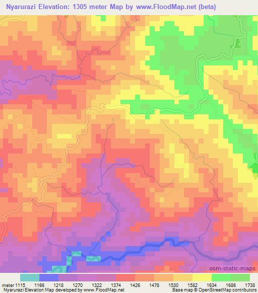 Nyarurazi,Burundi Elevation Map