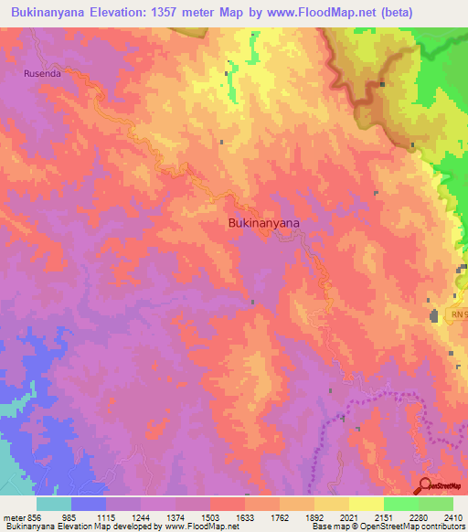 Bukinanyana,Burundi Elevation Map