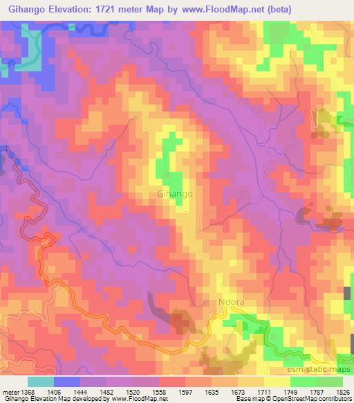 Gihango,Burundi Elevation Map