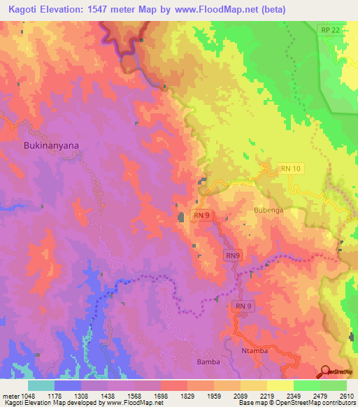 Kagoti,Burundi Elevation Map