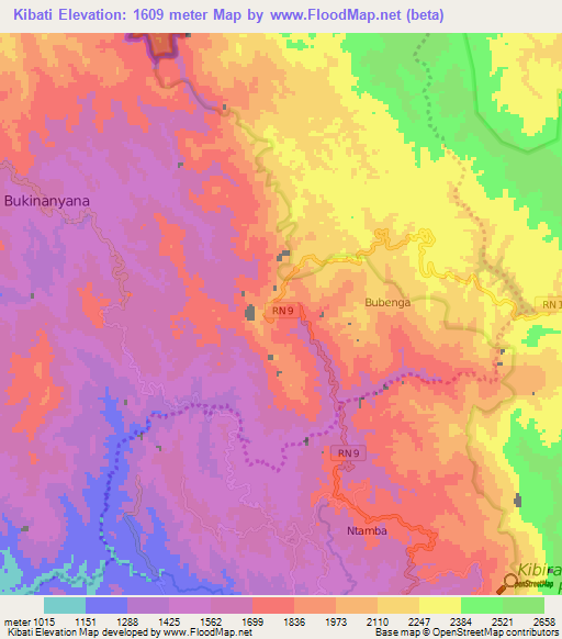 Kibati,Burundi Elevation Map