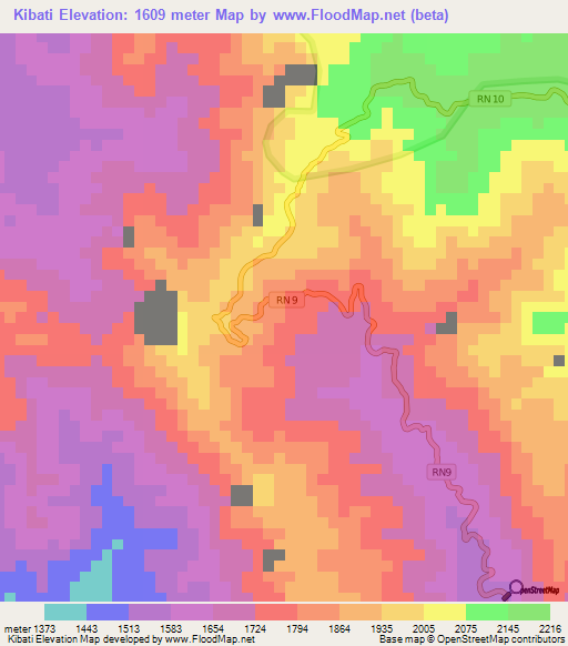 Kibati,Burundi Elevation Map