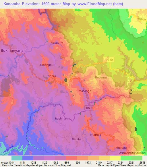 Kanombe,Burundi Elevation Map