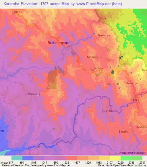 Karamba,Burundi Elevation Map