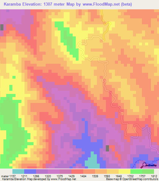 Karamba,Burundi Elevation Map