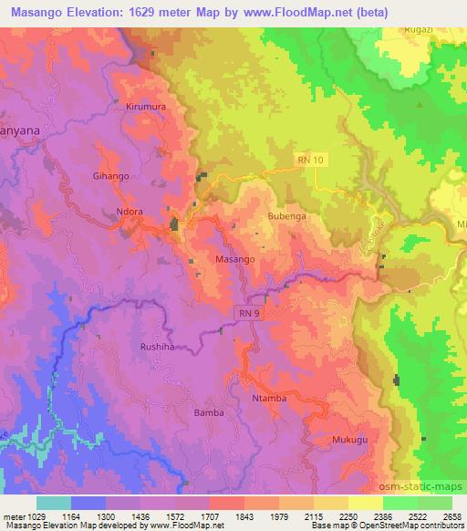 Masango,Burundi Elevation Map