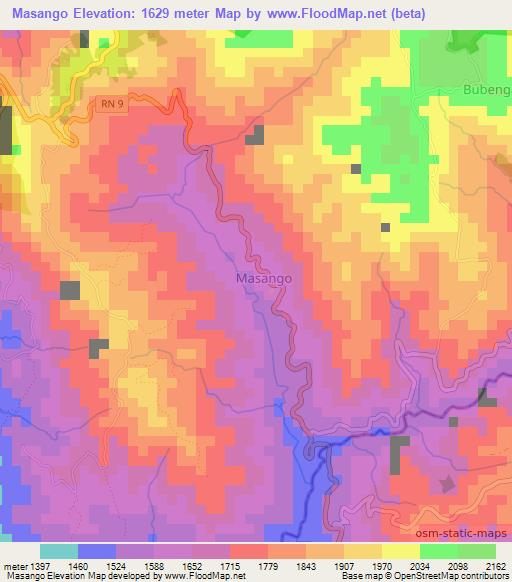 Masango,Burundi Elevation Map