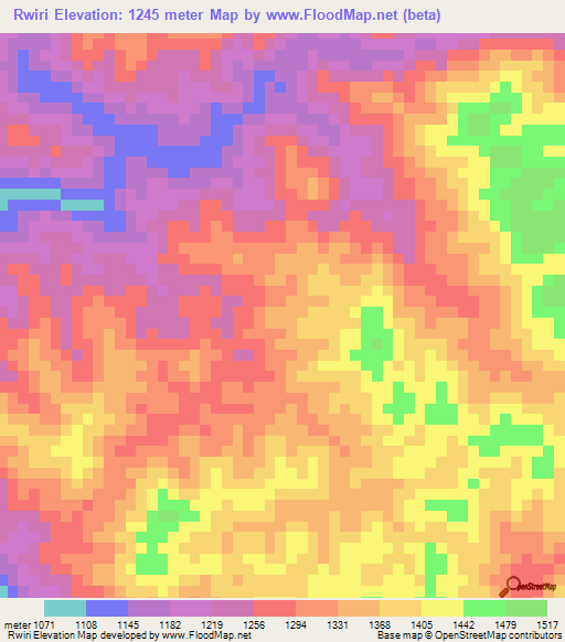 Rwiri,Burundi Elevation Map