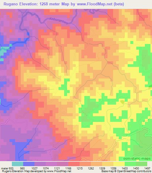 Rugano,Burundi Elevation Map