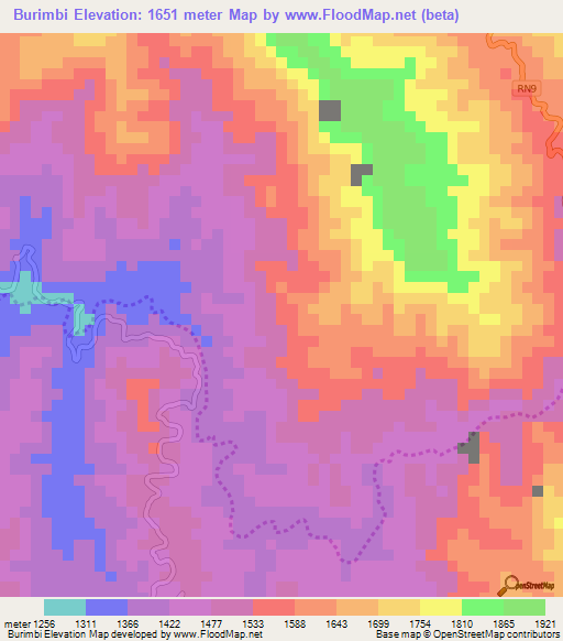 Burimbi,Burundi Elevation Map
