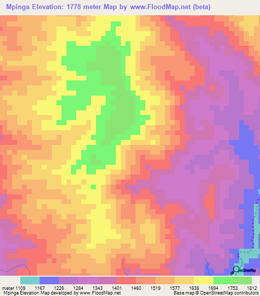 Mpinga,Burundi Elevation Map