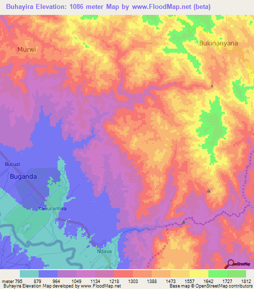 Buhayira,Burundi Elevation Map