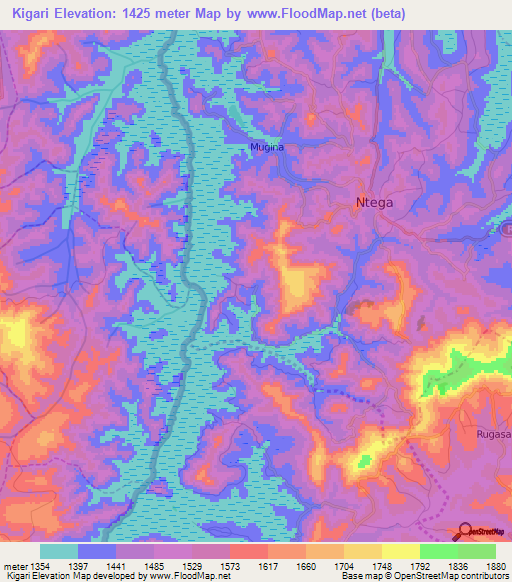 Kigari,Burundi Elevation Map