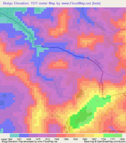 Bisigo,Burundi Elevation Map