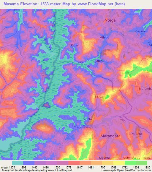 Masama,Burundi Elevation Map