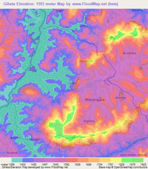 Giheta,Burundi Elevation Map