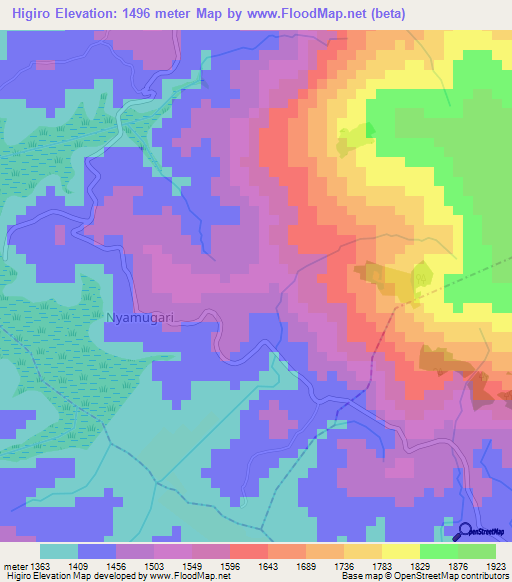 Higiro,Burundi Elevation Map