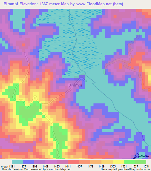 Birambi,Burundi Elevation Map