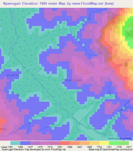 Nyamugari,Burundi Elevation Map