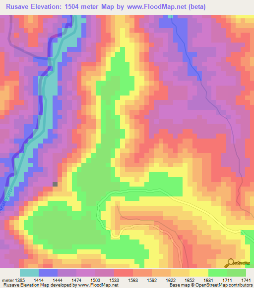 Rusave,Burundi Elevation Map