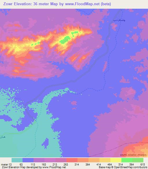 Zowr,Iran Elevation Map