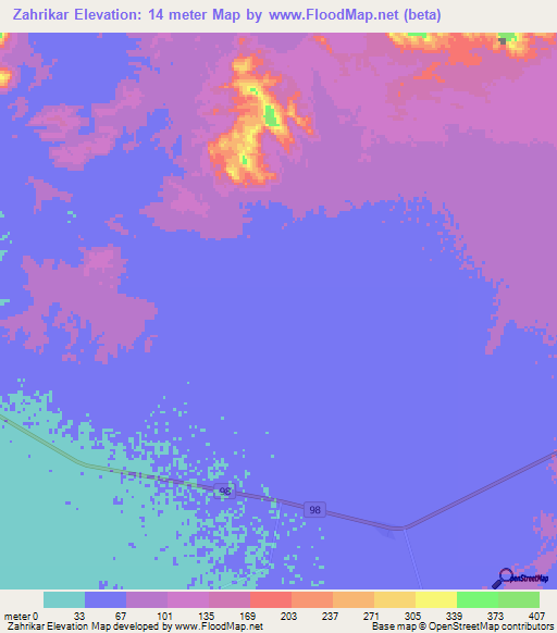 Zahrikar,Iran Elevation Map