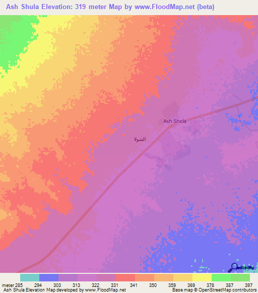 Ash Shula,Syria Elevation Map