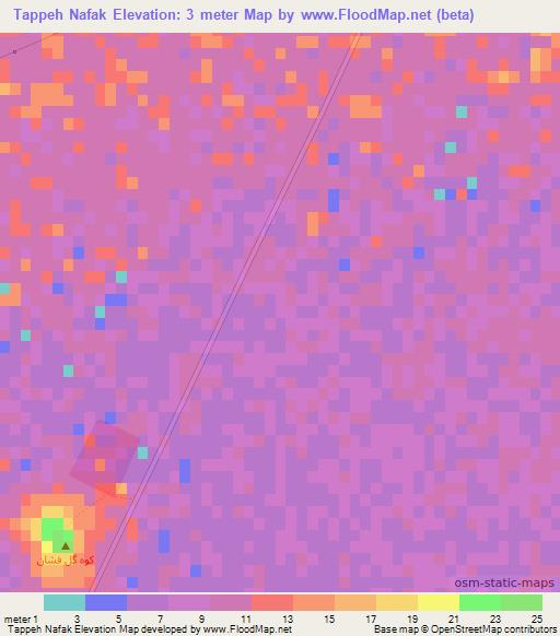 Tappeh Nafak,Iran Elevation Map
