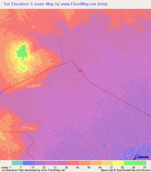 Sul,Iran Elevation Map