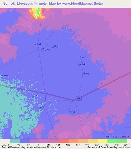 Sohroki,Iran Elevation Map