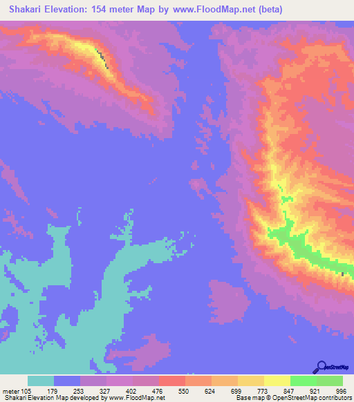 Shakari,Iran Elevation Map