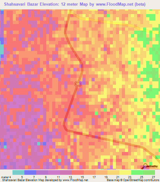 Shahsavari Bazar,Iran Elevation Map