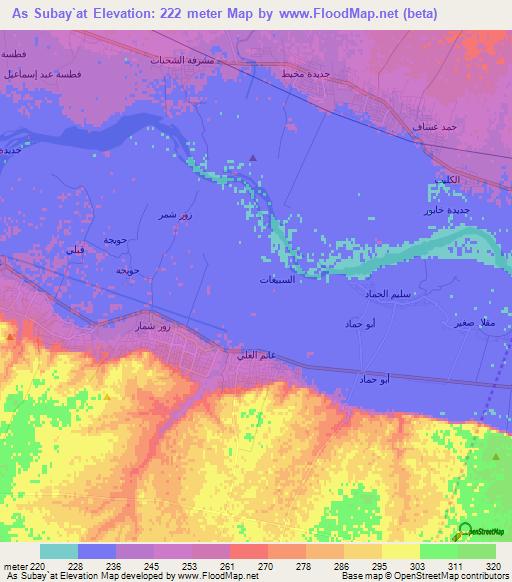 As Subay`at,Syria Elevation Map