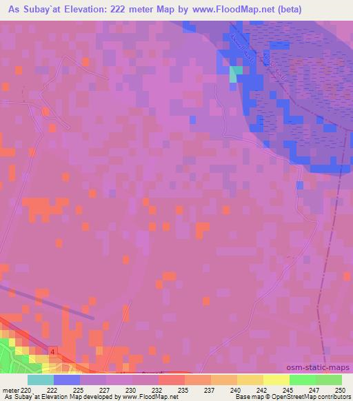As Subay`at,Syria Elevation Map