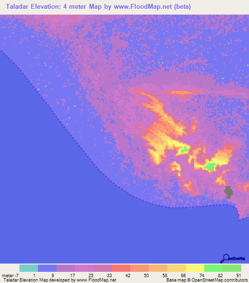 Taladar,Iran Elevation Map